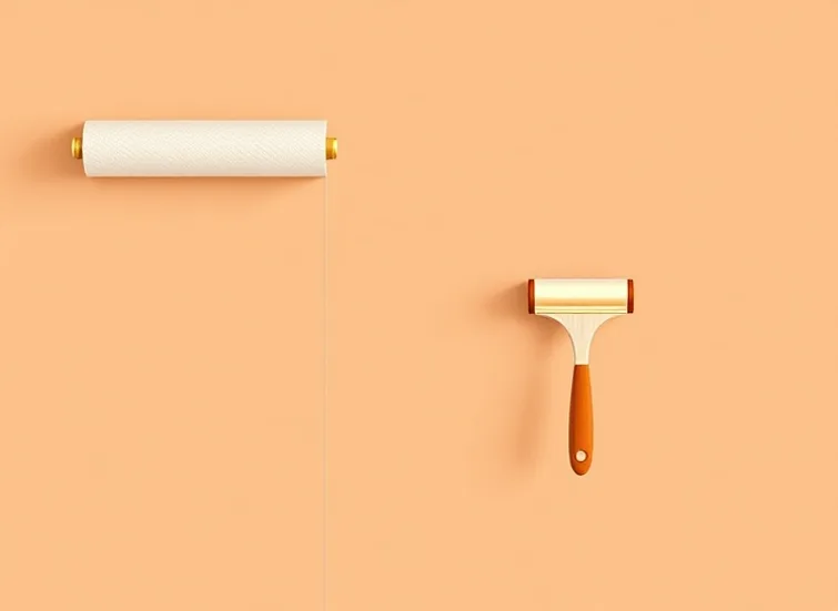 Pose de papier peint, rouleau et brosse à maroufler